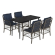 vidaXL 5 Piece Poly Rattan Garden Dining Set in Grey/Black/Navy Blue