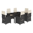 vidaXL 7 Piece Poly Rattan Garden Dining Set in Black/Cream White