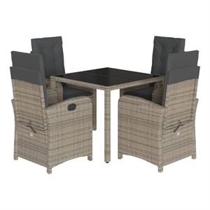 vidaXL 5 Piece Poly Rattan Garden Dining Set in Dark Gray