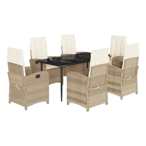 vidaXL 7 Piece Steel Garden Dining Set in Beige