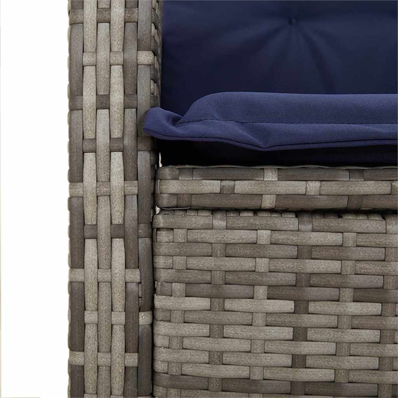vidaXL 7 Piece Rattan Garden Dining Set in Grey/Black/Navy Blue