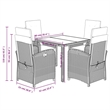 vidaXL 5 Piece Poly Rattan Garden Dining Set in Black/Cream White