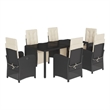 vidaXL 7 Piece Poly Rattan Patio Dining Set in Black/Cream White