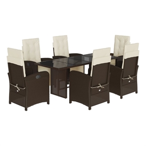 vidaXL 7 Piece Rattan Garden Dining Set in Brown