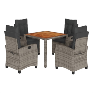 vidaXL Poly Rattan Garden Dining Set in Grey
