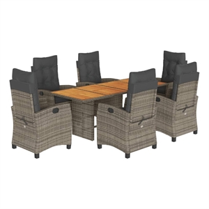 vidaXL 7 Piece Poly Rattan Garden Dining Set in Dark Gray