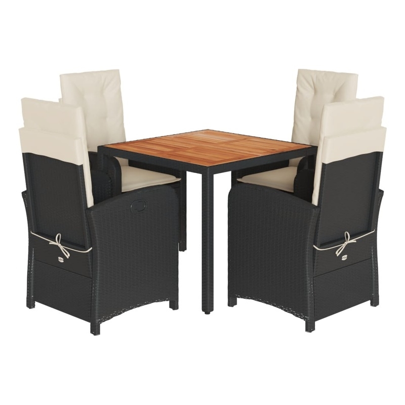 vidaXL Poly Rattan Garden Dining Set in Brown/Cream white/Black