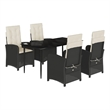 vidaXL 5 Piece Rattan Garden Dining Set in Black/Cream White