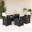 vidaXL 7 Piece Poly Rattan Garden Dining Set in Black/Cream White