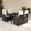 vidaXL 5 Piece Rattan Patio Dining Set in Black/Cream White