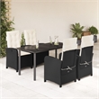 vidaXL 5 Piece Rattan Garden Dining Set in Black/Cream White