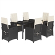 vidaXL 7 Piece Poly Rattan Garden Dining Set in Black/Cream White