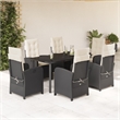 vidaXL 7 Piece Poly Rattan Garden Dining Set in Black/Cream White