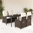 vidaXL 5 Piece Poly Rattan Garden Dining Set with Cushions in White