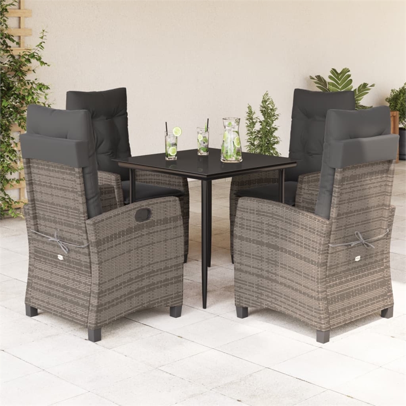vidaXL 5 Piece Garden Dining Set in Black