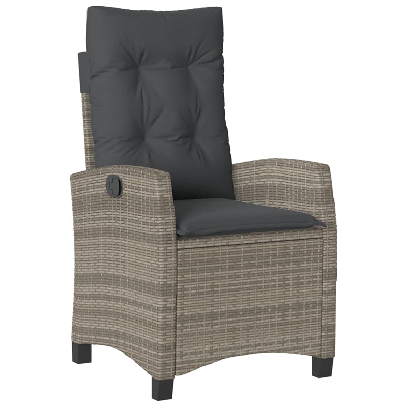 vidaXL 7 Piece Poly Rattan Garden Dining Set in Black/Dark Grey