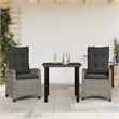 vidaXL 3 Piece Poly Rattan Garden Dining Set in Black/Dark Grey