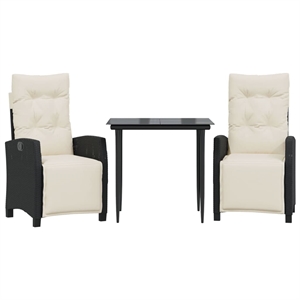 vidaXL Poly Rattan Garden Dining Set in Black/Cream White