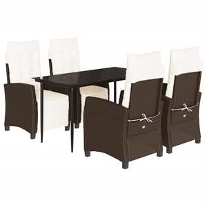 vidaXL 5 Piece Steel Garden Dining Set with Cushions in Black