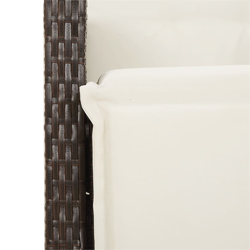 vidaXL 5 Piece Poly Rattan Garden Dining Set in Black/Cream White