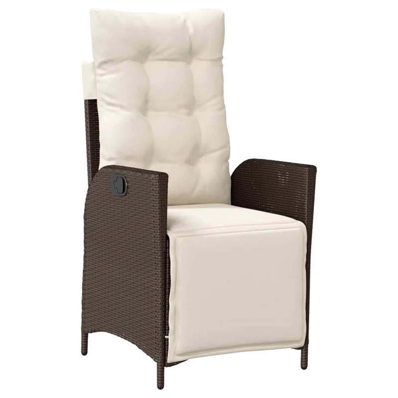 vidaXL 3 Piece Poly Rattan Garden Dining Set in Black/Cream White
