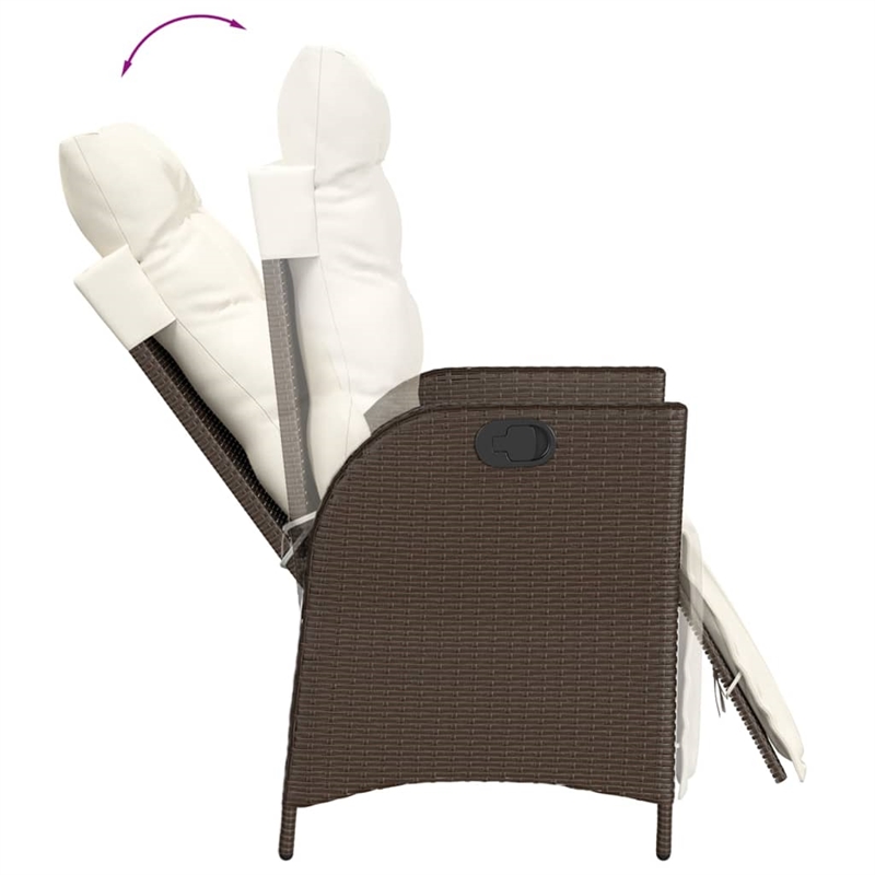 vidaXL 3 Piece Poly Rattan Garden Dining Set in Black/Cream White