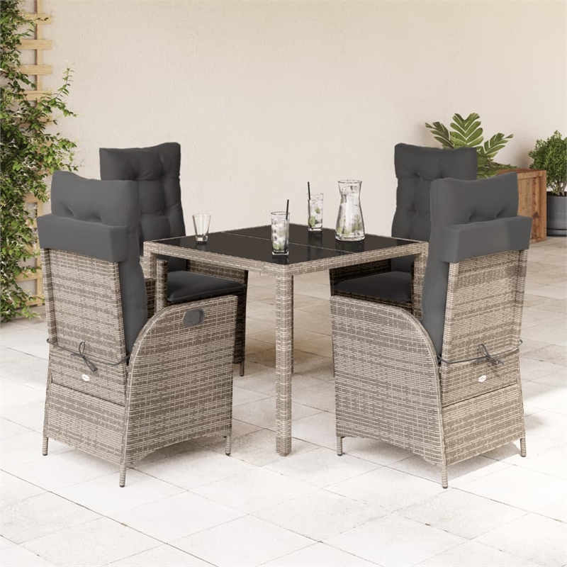vidaXL 5 Piece Garden Dining Set in Gray