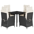 vidaXL 5 Piece Poly Rattan Garden Dining Set in Black