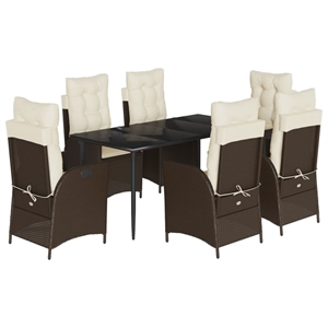 vidaXL PE Rattan Garden Dining Set in Brown