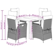 vidaXL 5 Piece Poly Rattan Garden Dining Set in Black/Dark Gray