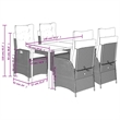 vidaXL 5 Piece Poly Rattan Garden Dining Set in Black/Cream White