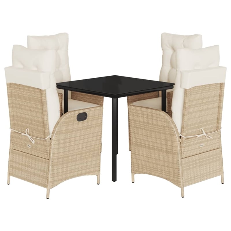 vidaXL Poly Rattan Garden Dining Set in Black