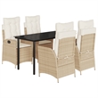 vidaXL Poly Rattan Garden Dining Set in Black/Cream White
