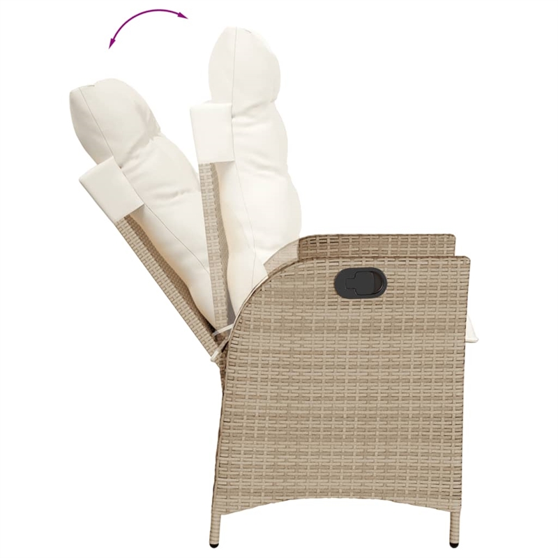vidaXL 7 Piece Poly Rattan Garden Dining Set in Black/Cream White