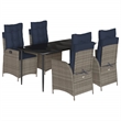vidaXL 5 Piece Poly Rattan Garden Dining Set in Gray/Black/Navy Blue