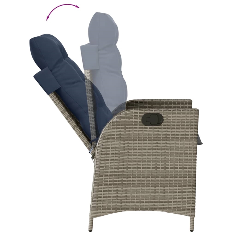 vidaXL 5 Piece Poly Rattan Garden Dining Set in Gray/Black/Navy Blue