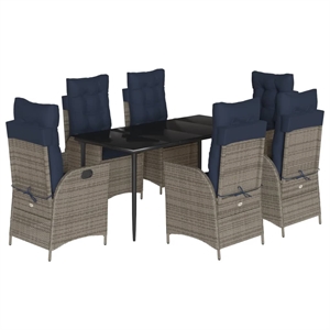 vidaXL 7 Piece Garden Dining Set in Black