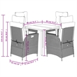 vidaXL 5 Piece Poly Rattan Garden Dining Set with Cushions in Black