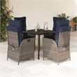 vidaXL 5 Piece Poly Rattan Garden Dining Set with Cushions in Black