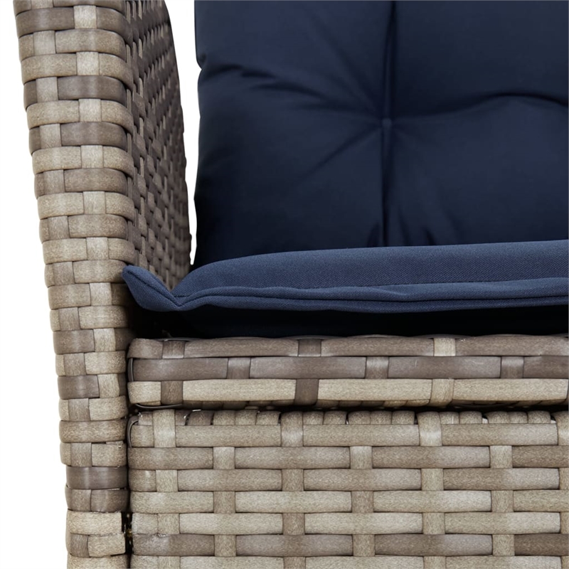 vidaXL 7 Piece Poly Rattan Garden Dining Set in Gray/Black/Navy Blue