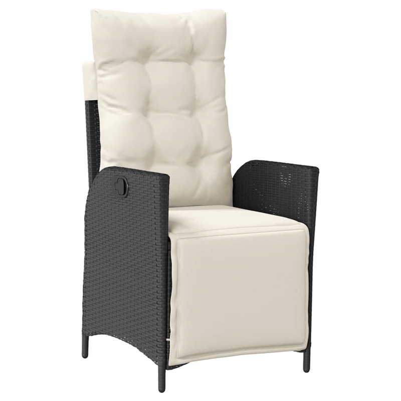 vidaXL 5 Piece Poly Rattan Garden Dining Set in Black/Cream White