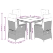 vidaXL 5 Piece Poly Rattan Garden Dining Set in Black/Cream White