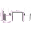 vidaXL 3 Piece Poly Rattan Garden Dining Set in Black/Cream White