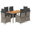 vidaXL 7 Piece Poly Rattan Garden Dining Set in Gray