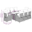 vidaXL 9 Piece Poly Rattan Garden Dining Set in Black/Cream White