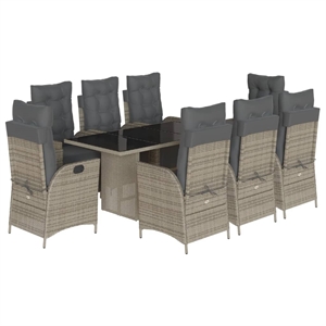 vidaXL 9 Piece Poly Rattan Garden Dining Set in Gray