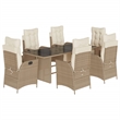vidaXL 7 Piece Poly Rattan Garden Dining Set in Beige