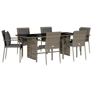 vidaXL 7 Piece Steel Garden Dining Set in Gray