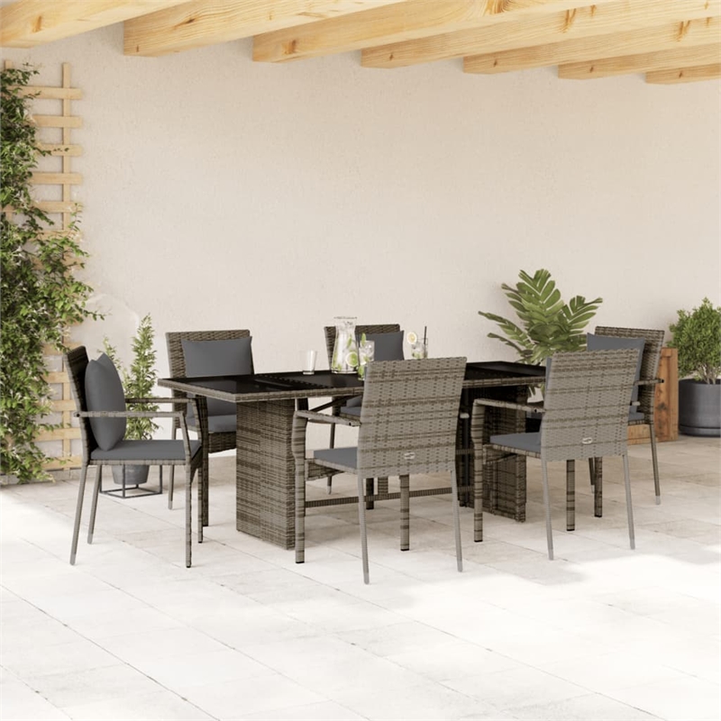 vidaXL 7 Piece Steel Garden Dining Set in Gray