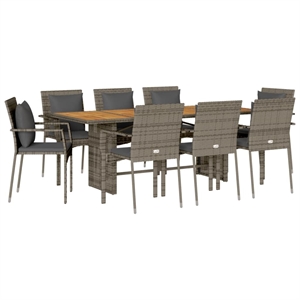 vidaXL 9 Piece Rattan Garden Dining Set in Gray